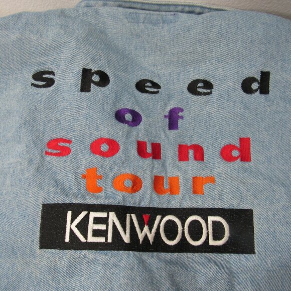 Vintage 90s Rare Kenwood Speed of Sound Tour Denim Varsity Bomber Jacket Lg - Picture 13 of 14